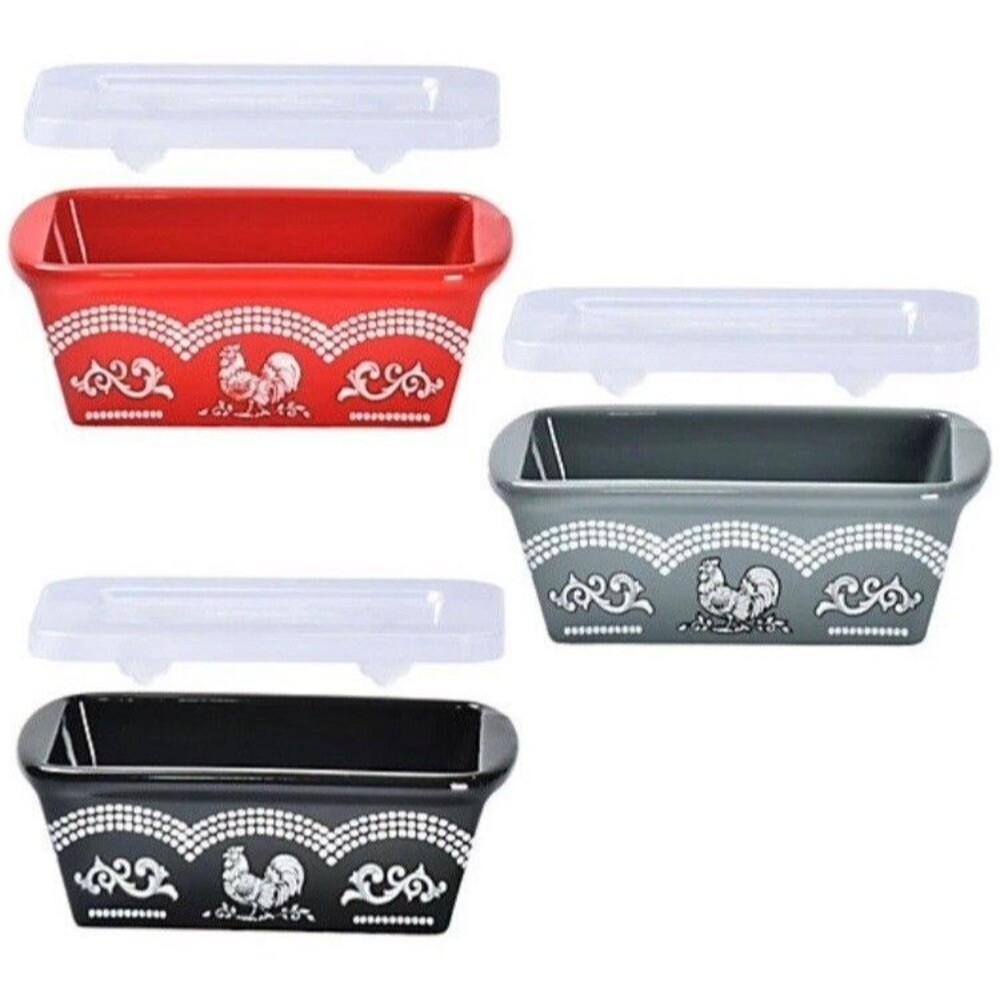 Temp-tations Doodle Doo Rooster Set of (3) 14-oz Mini Loaf Pans